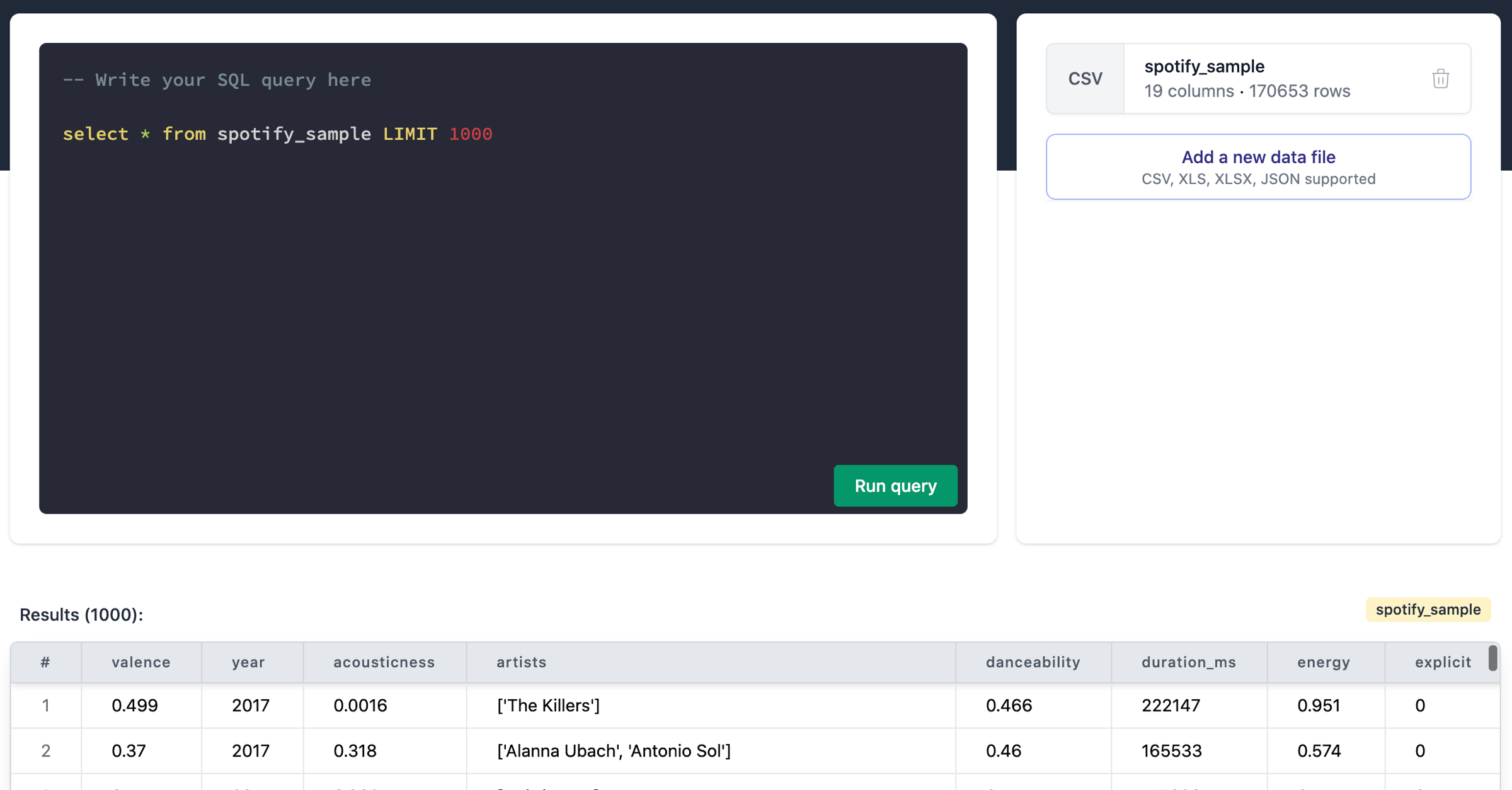 Query CSV, XLS and JSON with SQL - simplql.com